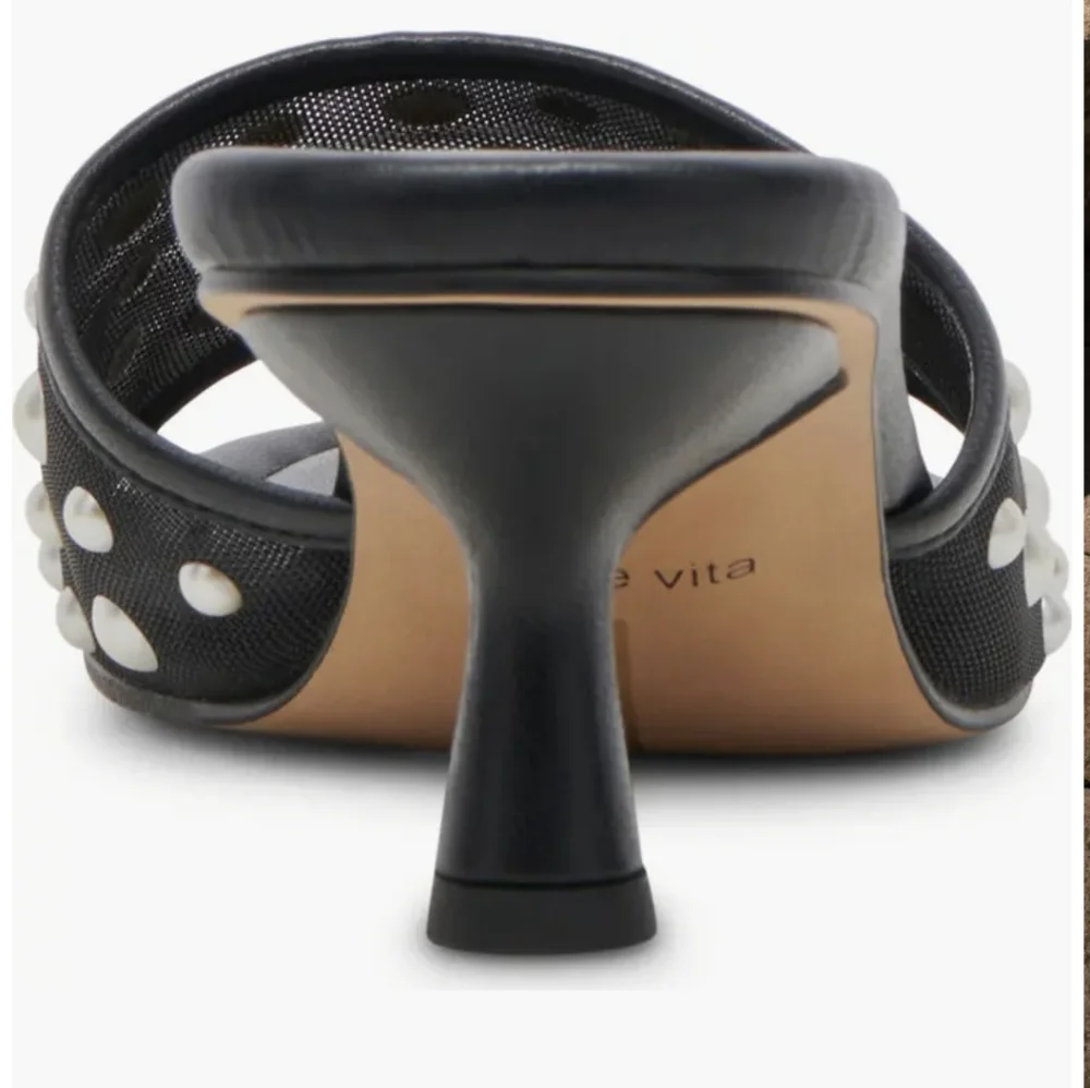 Dolce Vita Meeza Pearl Elegant Blk W/ White Faux Pearl Detail Women's Heels NIB - Picture 8 of 16